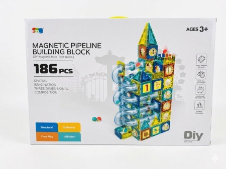متاهة الأنابيب المغناطيسية 186 قطعة Magnetic pipeline building block