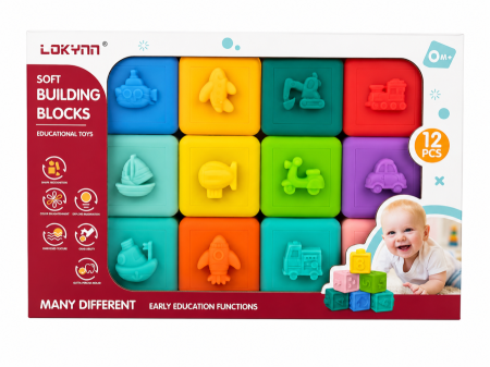 مكعبات مطاطية سيليكون تعليمية للأطفال – Soft Building Blocks