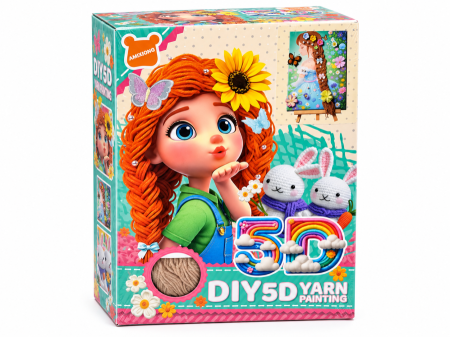 لوحة التصميم بالخيوط والقطع ثلاثية الأبعاد (3D DIY 5D Yarn Painting)